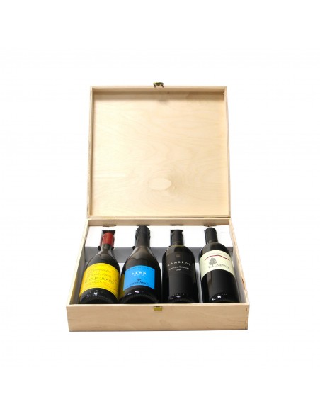 Cassetta in legno per vino personalizzata - 4 bottiglie - ilva4 WINE ATTACH Grandi Bottiglie