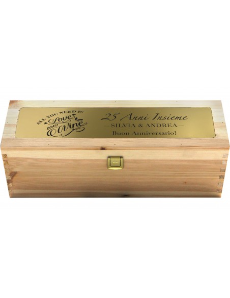 Cassetta in legno per vino personalizzata con targa in metallo - 1 bottiglia - mozart WINE ATTACH