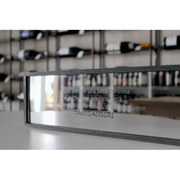 Cassetta in legno per vino personalizzata con specchio - 1 bottiglia - Vanity