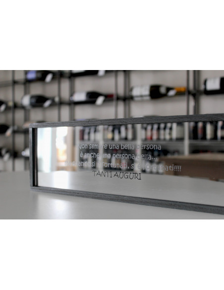 Cassetta in legno per vino personalizzata con specchio - 1 bottiglia - Vanity