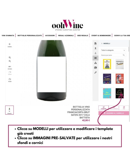 BOTTIGLIA VINO PERSONALIZZATA VINO SPUMANTE CUVEE BRUT BOLLE ANDREOLA