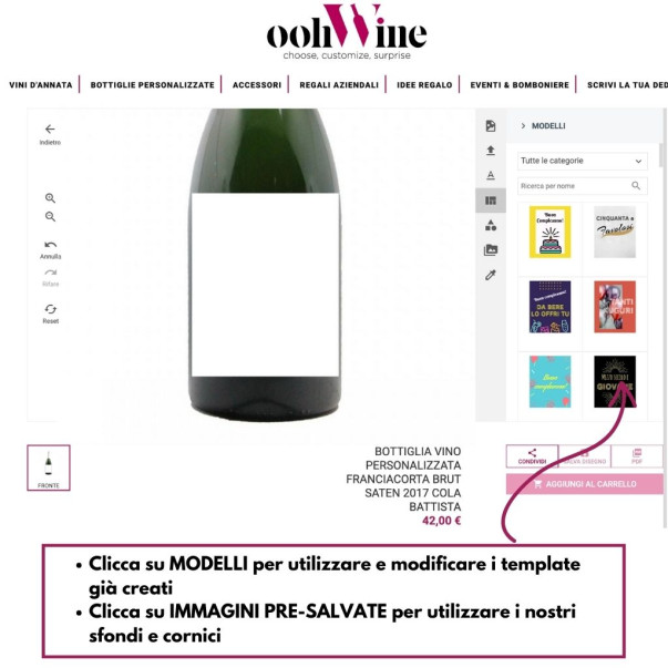 BOTTIGLIA VINO PERSONALIZZATA IGT MARCHE TREBBIANO 2019 AZIENDA AGRICOLA LANCIANI