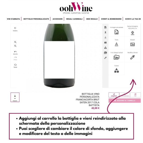 BOTTIGLIA VINO PERSONALIZZATA MARSALA FINE AMBRA SECCO ALAGNA ALAGNA