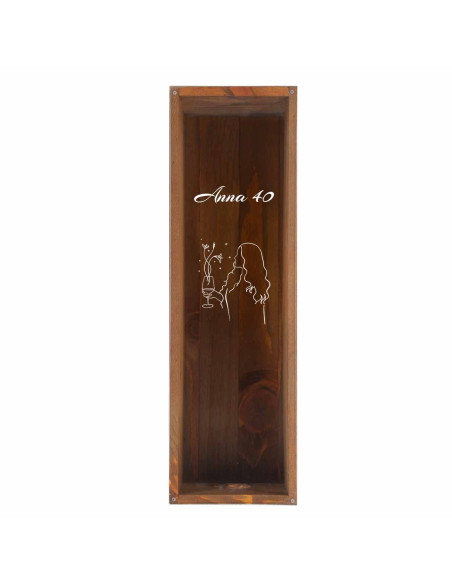 Cassetta in legno personalizzata con coperchio in plexiglass - 1 bottiglia - renoir NV OOHWINE