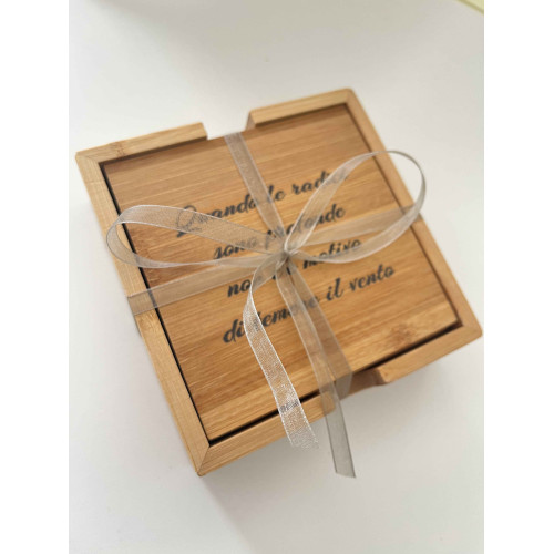 4 SOTTOBICCHIERI IN BAMBU PERSONALIZZATI