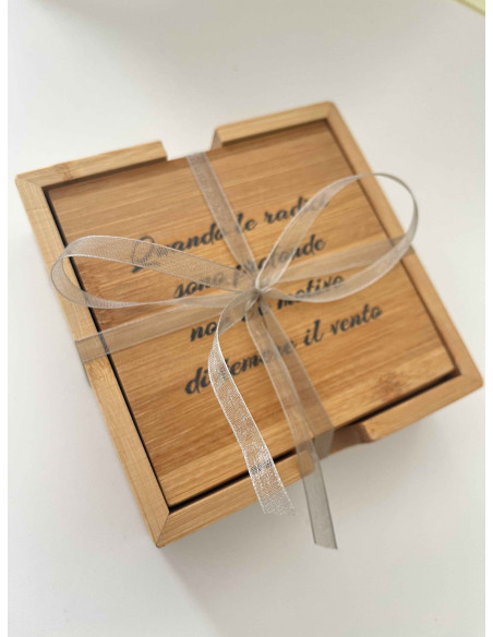 4 SOTTOBICCHIERI IN BAMBU PERSONALIZZATI
