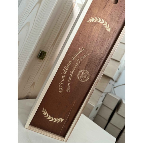 Cassetta in legno per vino personalizzata coperchio scorrevole per 1 bottiglia magnum bordolese