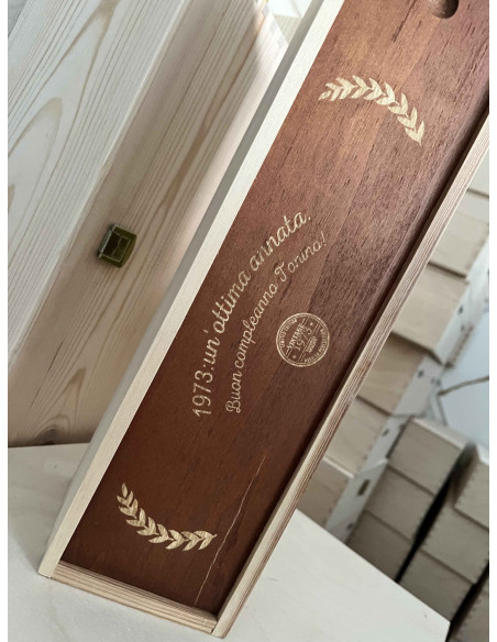 Cassetta in legno per vino personalizzata coperchio scorrevole per 1 bottiglia magnum bordolese