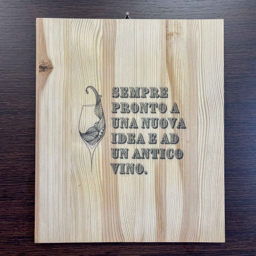 Stampa sul legno frase vino