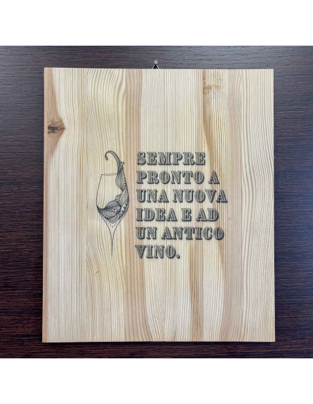 Stampa sul legno frase vino
