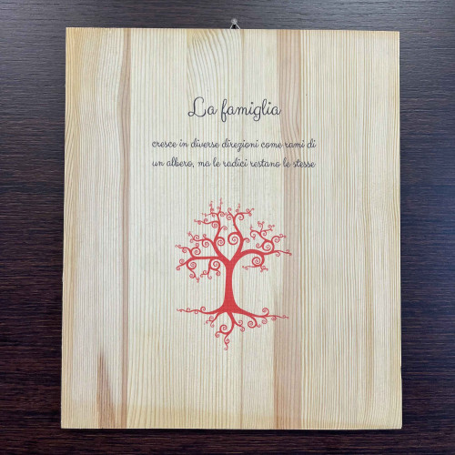 Stampa su legno con frase famiglia