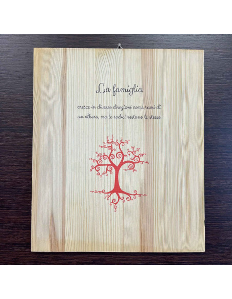 Stampa su legno con frase famiglia
