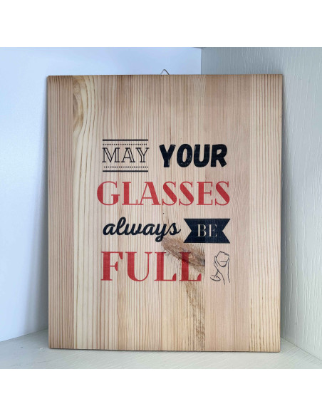 Stampa su legno con frase vino