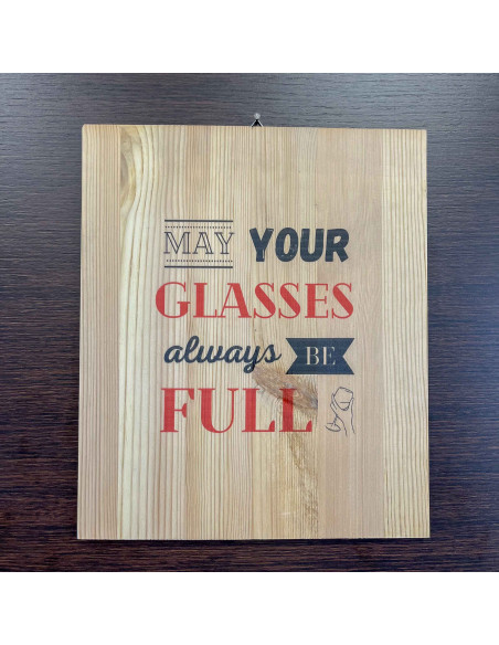 Stampa su legno con frase vino