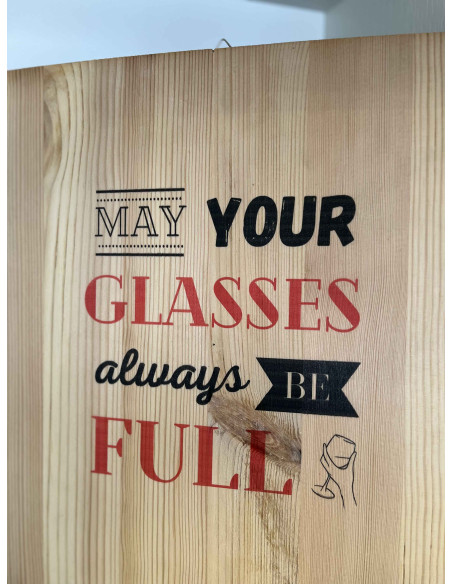 Stampa su legno con frase vino