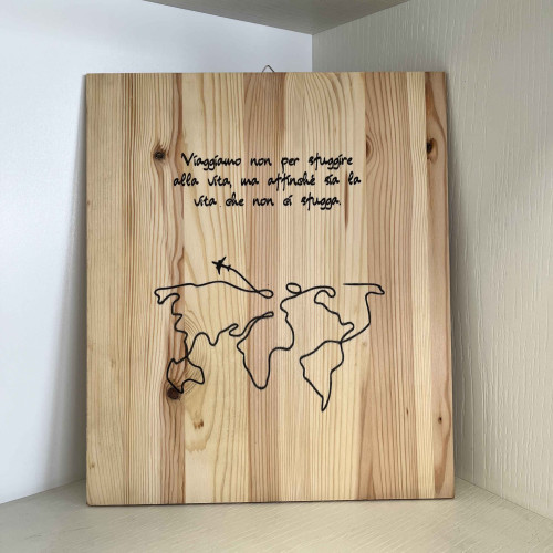 Stampa su legno con frase viaggiare