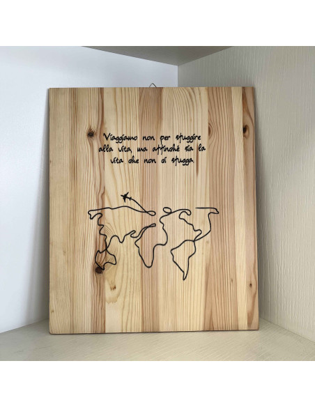 Stampa su legno con frase viaggiare