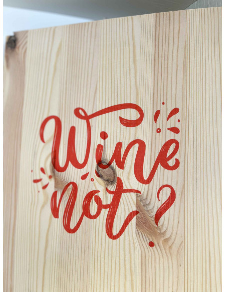 Stampa su legno con frase vino