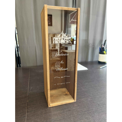 Cassetta in legno personalizzata con coperchio in plexiglass - 1 bottiglia - renoir NV OOHWINE