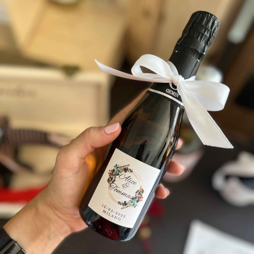 BOTTIGLIA VINO PERSONALIZZATA PROSECCHINO BRUT GEMIN 200 ML BORTOLOMIOL