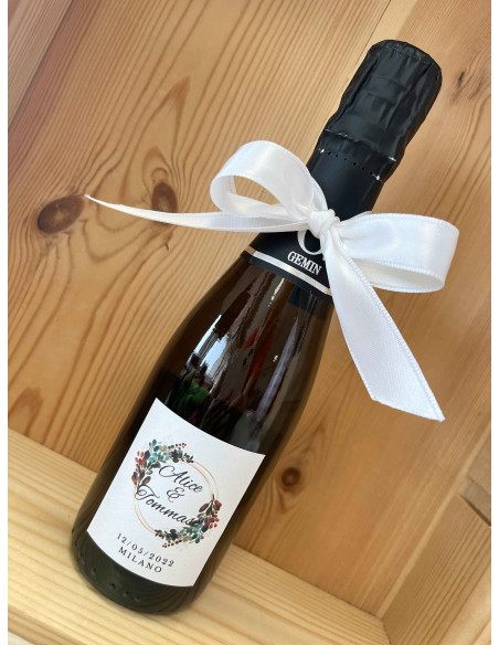 BOTTIGLIA VINO PERSONALIZZATA PROSECCHINO BRUT GEMIN 200 ML BORTOLOMIOL