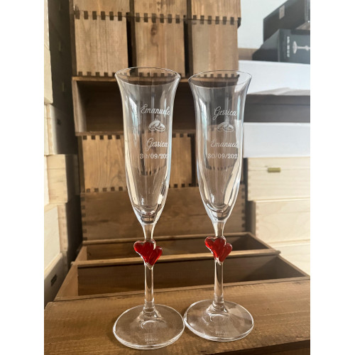 AMOUR COPPIA FLUTE ROSSO PERSONALIZZATI