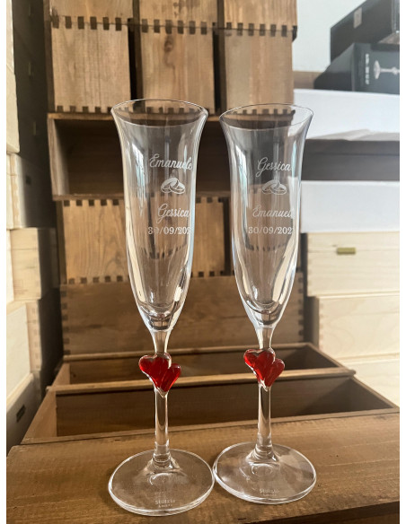 AMOUR COPPIA FLUTE ROSSO PERSONALIZZATI