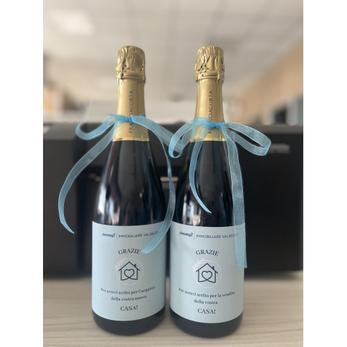 BOTTIGLIA VINO PERSONALIZZATA FRANCIACORTA BRUT SATEN 2018 COLA BATTISTA