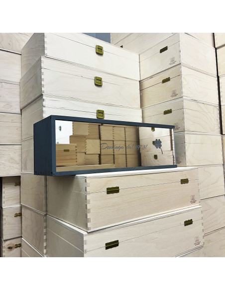 Cassetta in legno per vino personalizzata con specchio - per 1 bottiglia - Vanity