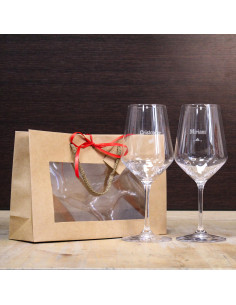 Cofanetto con vino e bicchieri personalizzabili