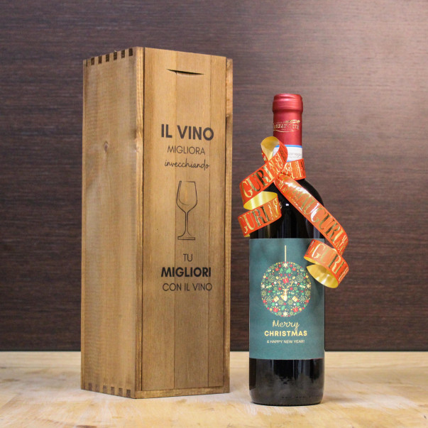 Bottiglia vino personalizzata Nebbiolo con cassetta