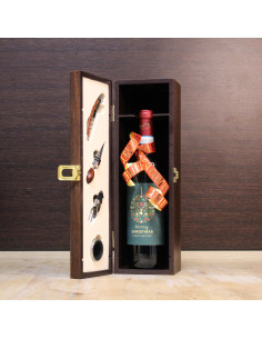 Box Regalo Cassetta accessori vino + Bottiglia Rosso di Montalcino personalizzata