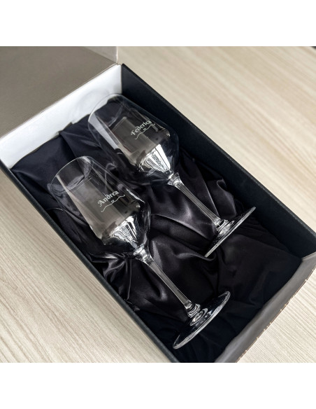 CONFEZIONE REGALO DELUXE DUE CALICI PERSONALIZZATI
