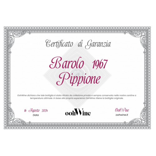 CERTIFICATO DI ORIGINALITA DELLA BOTTIGLIA