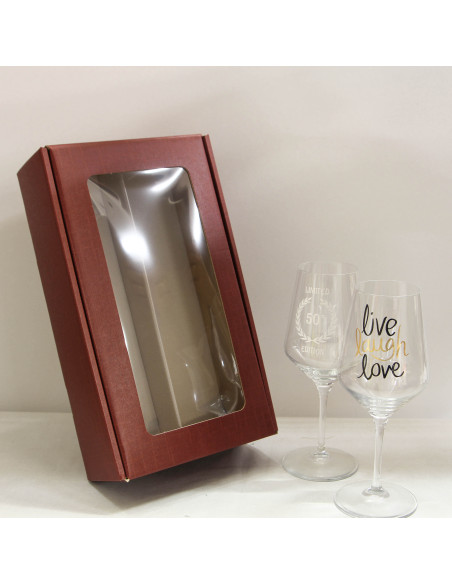 CONFEZIONE REGALO TRASPARENTE CON DUE CALICI PERSONALIZZATI