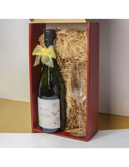CONFEZIONE REGALO CHAMPAGNE E FLUTE PERSONALIZZATI