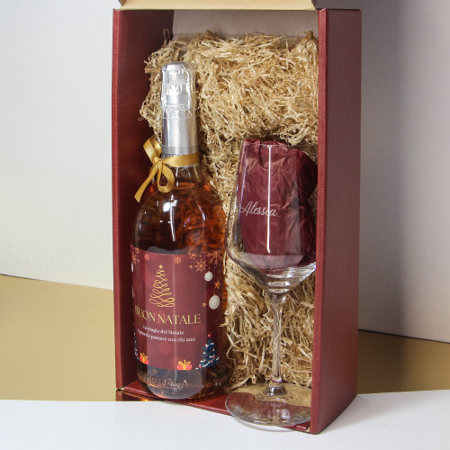 SCATOLA REGALO BOLLICINA PERSONALIZZATA E CALICE