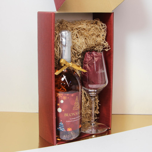 SCATOLA REGALO BOLLICINA PERSONALIZZATA E CALICE