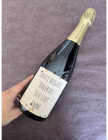 BOTTIGLIA VINO PERSONALIZZATA FRANCIACORTA BRUT SATEN 2020 COLA BATTISTA