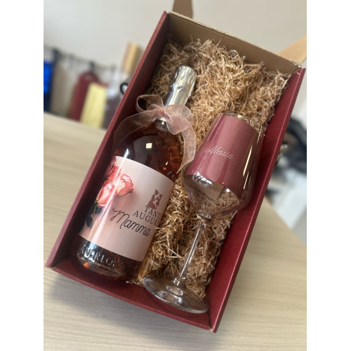 SCATOLA REGALO BOLLICINA PERSONALIZZATA E CALICE