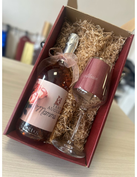 SCATOLA REGALO BOLLICINA PERSONALIZZATA E CALICE