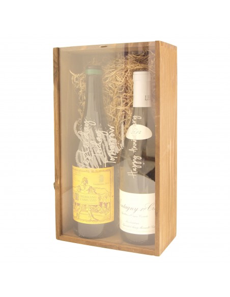 Cassetta in legno per vino personalizzata con coperchio in plexiglass - 1 o 2 bottiglie - picasso