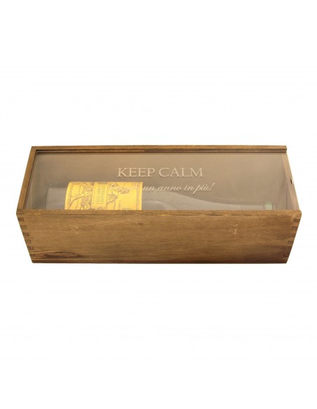 Cassetta in legno personalizzata con coperchio in plexiglass - 1 bottiglia - renoir WINE ATTACH