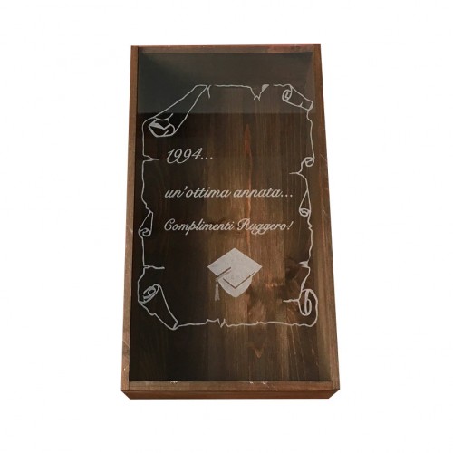 Cassetta in legno per vino personalizzata con coperchio in plexiglass - 1 o 2 bottiglie - picasso