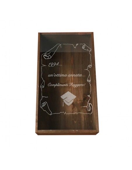 Cassetta in legno per vino personalizzata con coperchio in plexiglass - 1 o 2 bottiglie - picasso