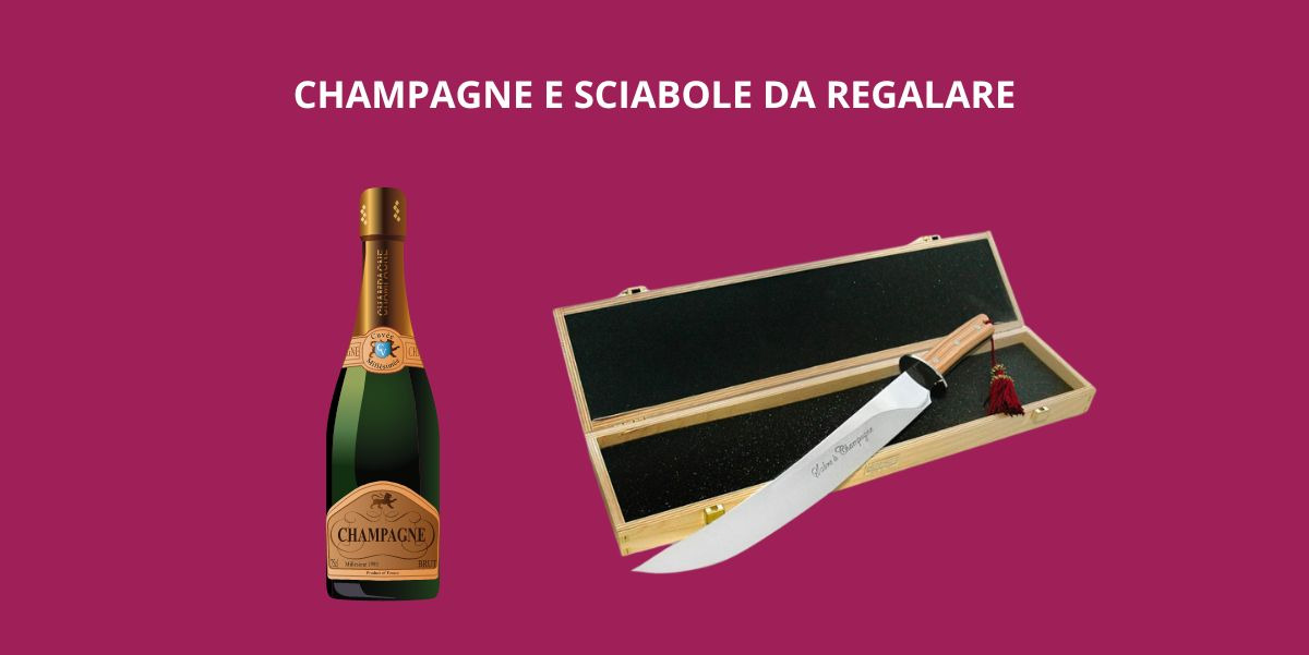 Sciabola per Champagne in cofanetto regalo di legno con bottiglia di  Cremant Champenoise Francia 75cl inclusa